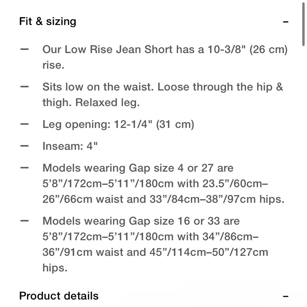 GAP Size 33 4" Low Rise Stride Denim Shorts “Black” - Picture 9 of 10